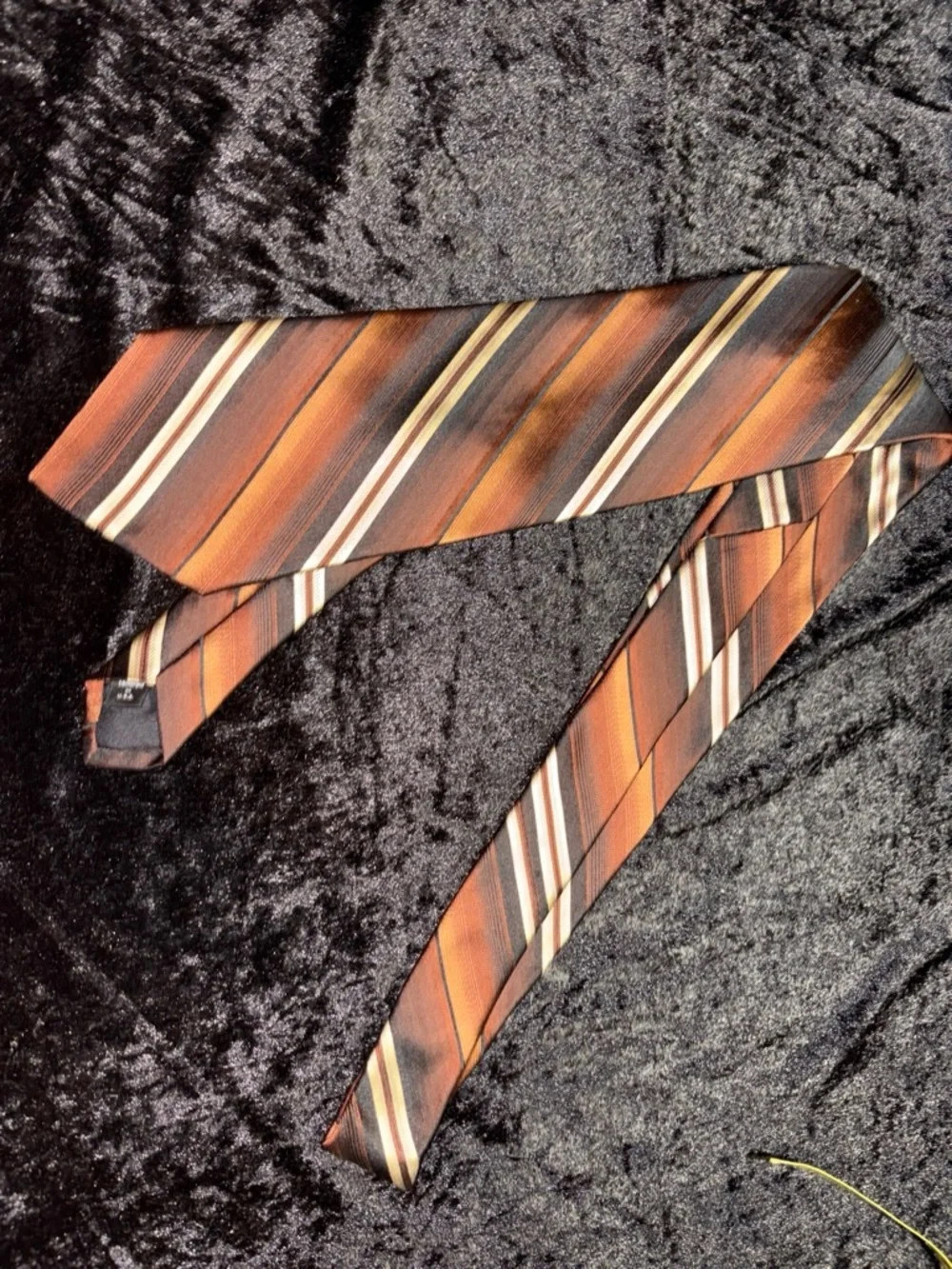 Murano Necktie Brown & Rust Shadow Stripe Silk OS EUC